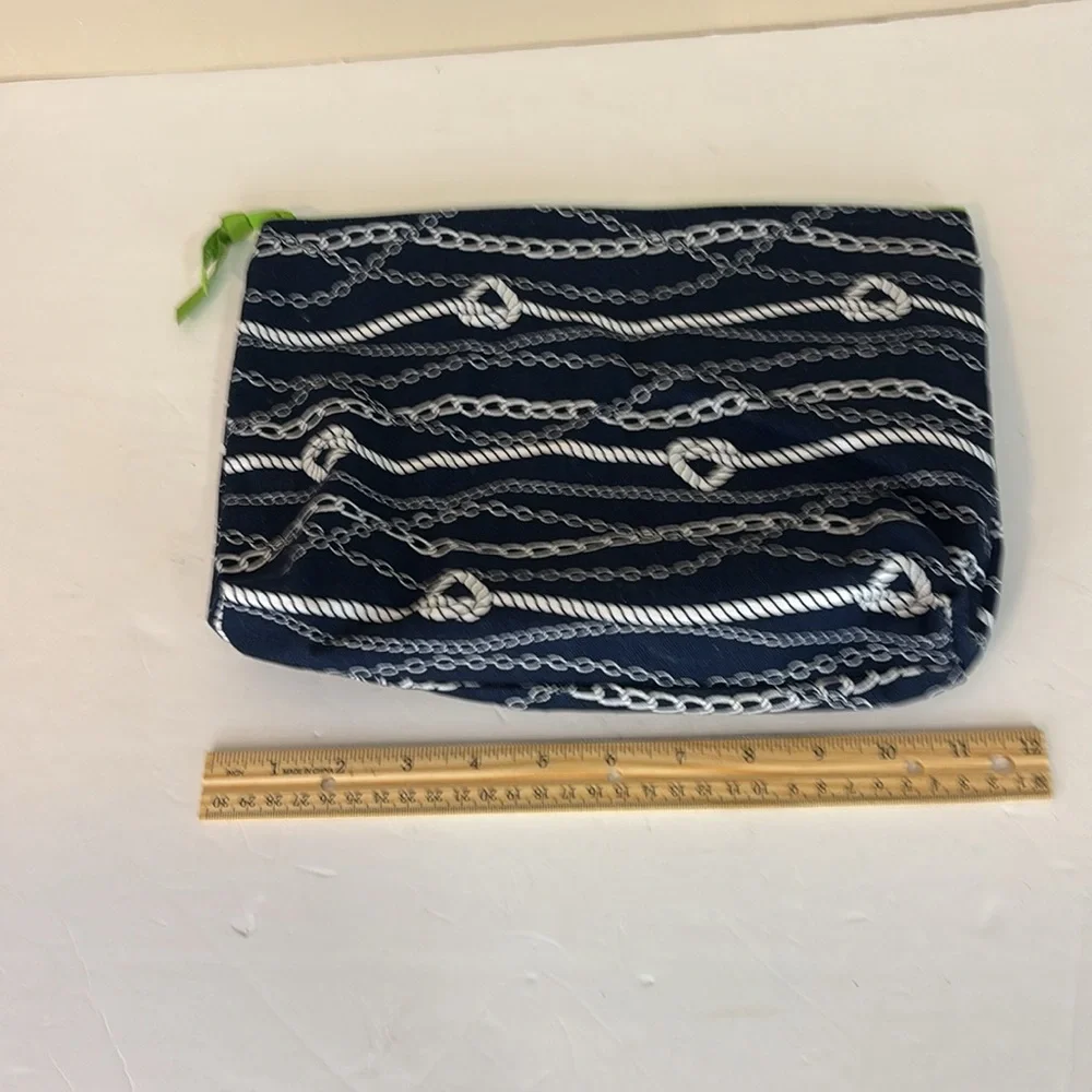 Nautical Chains Ahoy Large  Navy Zippered Pouch by Thirty-One
